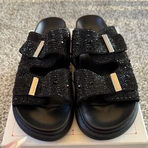 Men’s Alexander Mcqueen Hybrid Sequin Embellished
Slide. Black. Size 45/12